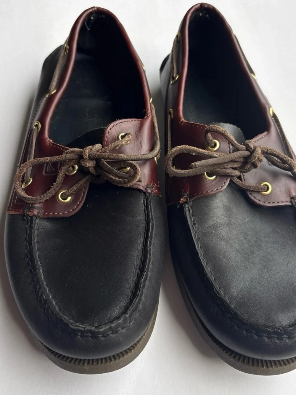 Sperry Two-Tone Leather Boat Shoes - Black and Brown